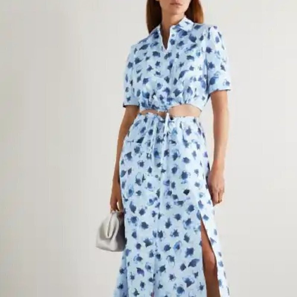 Altuzarra Ben Cropped Top Shirt in Coventry Blue Floral